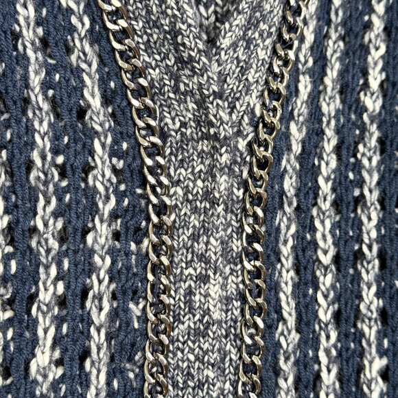 NWT Chico's Textured Tina Cardigan Sweater Pattern Blue Chain XXL Size 4 - Picture 7 of 16